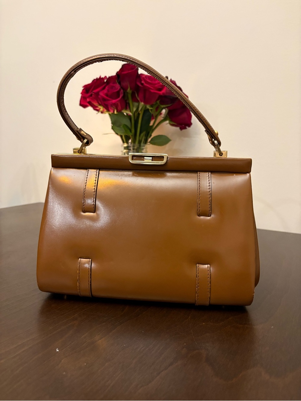 Tano Cognac Leather Top-Handle Satchel